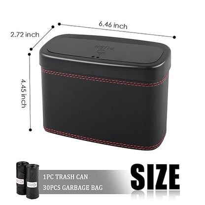 Car Trash Can with Lid,Press-Top Car Trash Bin with 30PCS Cars Trashs Bags,Multi-Function & Small Cars Garbage Can with Suspension Design for Storaging Garbage Fits 4.7 Gal