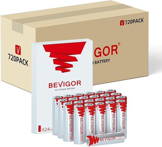 BEVIGOR Lithium AA Batteries, 720 Pack Lithium Iron Double A Battery Non-Rechargeable