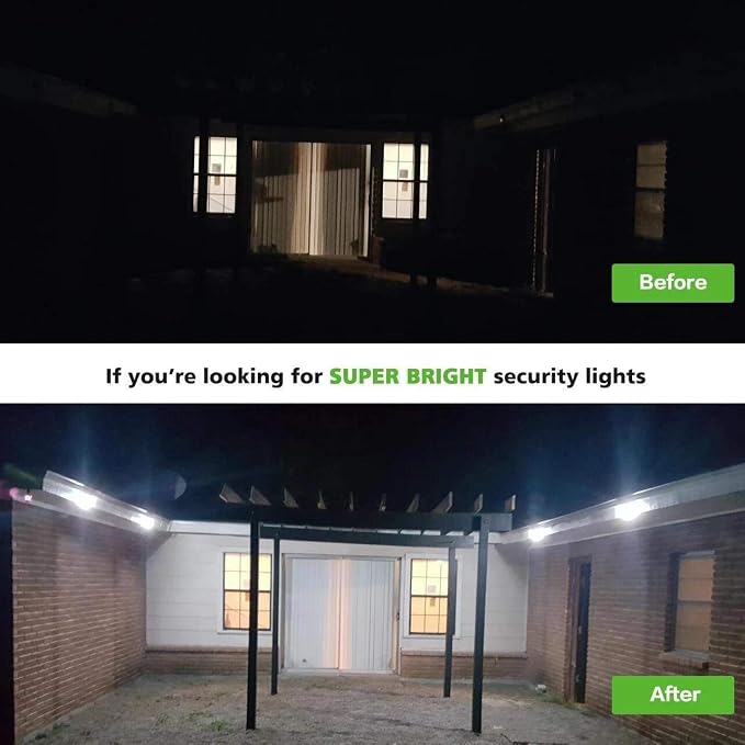 Outdoor Motion Sensor Light Battery Operated, IP65 Waterproof Ultra Bright Motion Sensor Outdoor Lights Head Adjustable with 8W 600 Lumen 6000K 4LEDs for Garage Yard Porch and Patio (1 Pack)