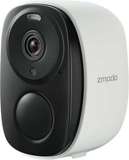 Zmodo Outdoor Wireless Security Camera -Wire-Free, Rechargeable, Battery Powered Indoor Camera 100-degree view,Night Vision, Motion Detection,2-Way Audio, IP65 Waterproof, Cloud/SD Storage,Alexa-Ready