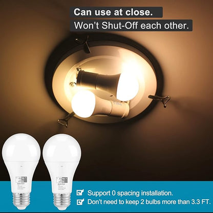 Qualilux Dusk to Dawn Light Bulbs 850LM, 60W Equivalent, Soft White, LED 9.5W, A19, E26 Base, 2-Pack, HQ-H015