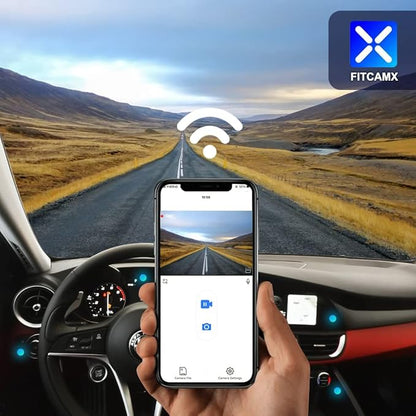 Fitcamx 4K Dash Cam Adapts for Alfa Romeo Giulia & Stelvio 2017-2024, Integrated OEM Look, UHD 2160P Video, Built-in WiFi & APP, Loop Recording, Parking Mode, Gravity Sensor, Easy to Set, 64GB Card
