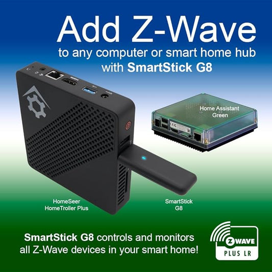 HomeSeer Z-Wave USB Interface/Radio/Dongle (SmartStick G8), 800 Series Mesh & Long Range Z-Wave Technology, Compatible with HomeSeer, Home Assistant, OpenHAB