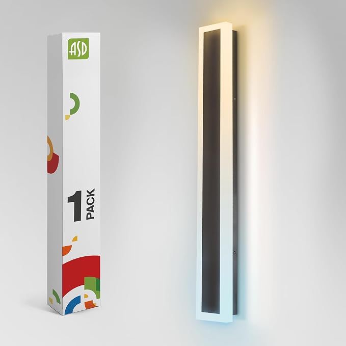 ASD LED 48" Long Wall Mount Light Fixture, Outdoor & Indoor Linear Sconce | 3CCT, Dimmable, Waterproof, Anti-Rust, ETL Listed | 36W 2980LM 3000-5000K 100-277V | Exterior Porch Lighting | Black