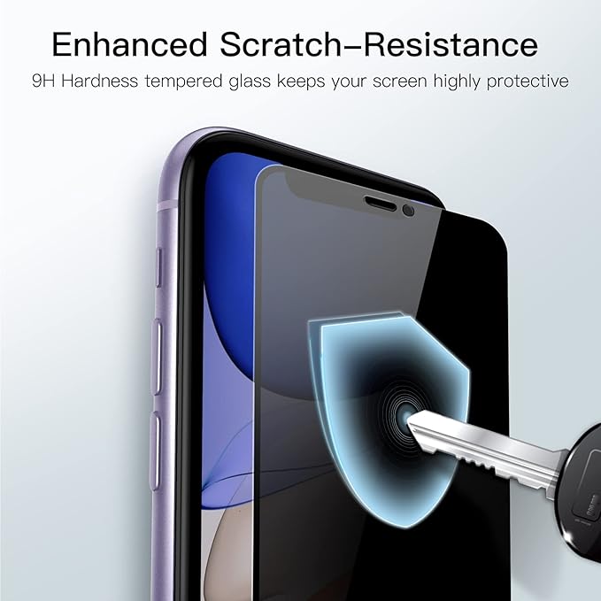 JETech Privacy Full Coverage Screen Protector for iPhone 11/XR 6.1-Inch, Anti-Spy Tempered Glass Film, Edge to Edge Protection Case-Friendly, 2-Pack