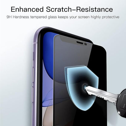 JETech Privacy Full Coverage Screen Protector for iPhone 11/XR 6.1-Inch, Anti-Spy Tempered Glass Film, Edge to Edge Protection Case-Friendly, 2-Pack