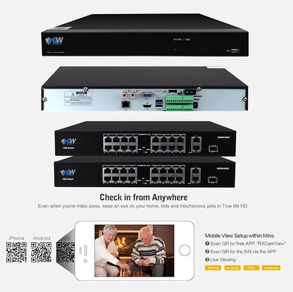 GW Security 32 Channel 12MP NVR UltraHD 4K (3840x2160) PoE Security Camera System with 32 x 4K (8MP) IP Microphone AI Dome Camera, 100ft Night Vision, Outdoor/Indoor Surveillance Camera