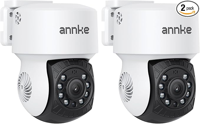 ANNKE 2Pack 1080P 2MP AHD CCTV Home Surveillance Dome Wired PT Camera with 350° pan and 90° tilt, 100ft IR Night Vision, IP65 Weatherproof Security Add–On Cam for Outdoor, Wide Compatibility - APT200