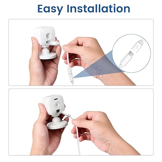 50ft Power Extension Cable Compatible with Blink Mini 2, Blink Mini and Blink Outdoor 4 Cameras - 15m Long Flat Micro USB Charging Cord with 30cm USB C Waterproof Adapter and 18W Fast Charger, White