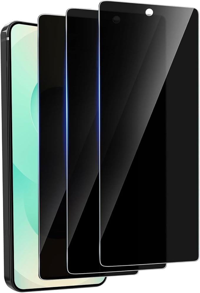 3 Pack Privacy Screen Protector for Samsung Galaxy S23 Plus Tempered Ultra-Thin Glass with 9H, Anti Scratch, Bubble Free [Support Fingerprint Unlock] Black