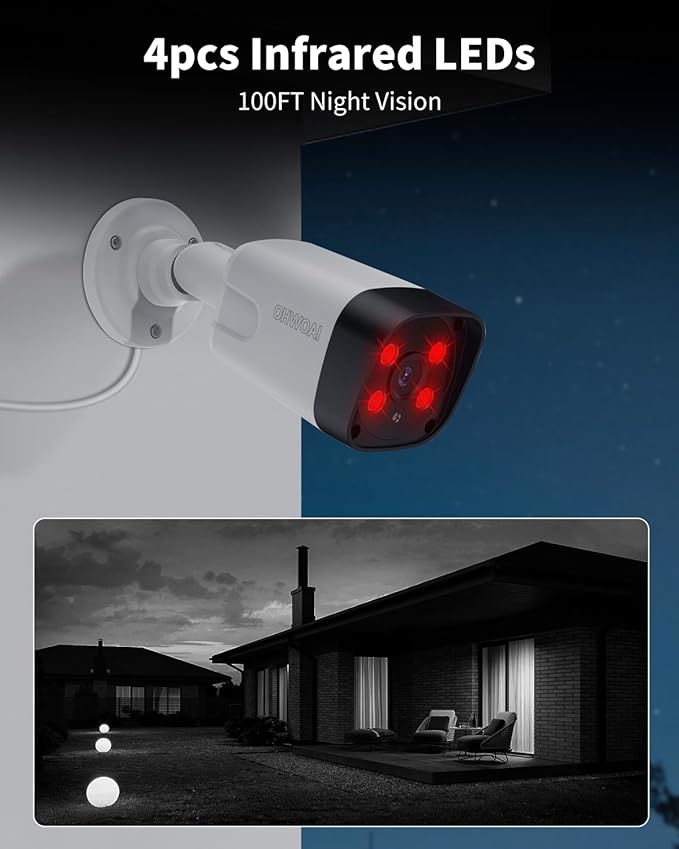 《2-Way Audio & Dual Power Mode》Outdoor Wired Security Camera System, Home Surveillance Video Equipment, POE Security Systems