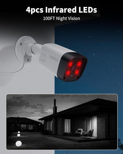 《2-Way Audio & Dual Power Mode》Outdoor Wired Security Camera System, Home Surveillance Video Equipment, POE Security Systems
