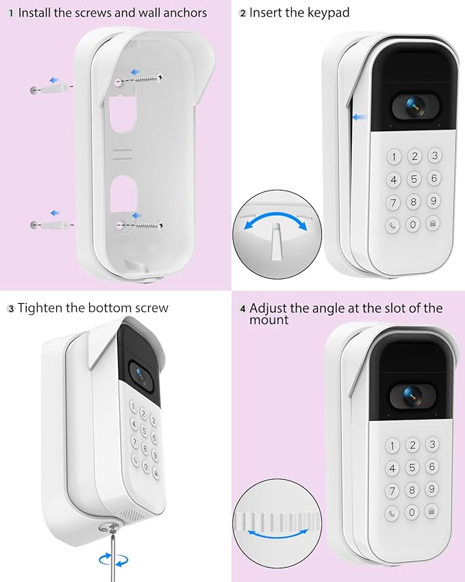 Weatherproof Swivel Mount for myQ Smart Garage Video Keypad, Left/Right Adjustable Angle Mounting Bracket, Easy to Install Wall Mount, White (Video Keypad Not Included)