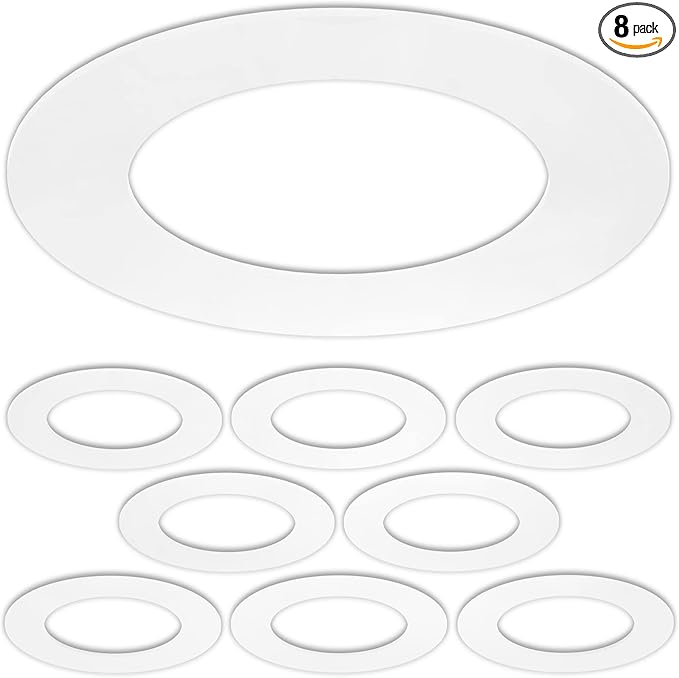 8 Pack Gloss White Goof Trim Ring for 4 Inch Recessed Can Lighting Down Light, Outer Diameter 6.7 inches, Inner Diameter 4.2 Inches