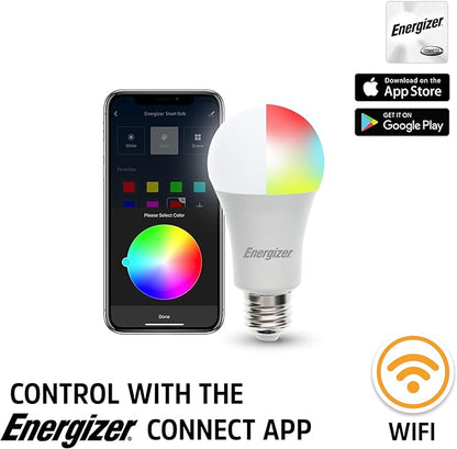 XTREME Energizer Connect Smart A19 LED White & Multi-Color RGB Light Bulb with Voice Control and Remote Access Through Your Smartphone | Compatible with Alexa and Google Assistant, 4 Pack