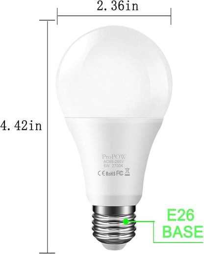 Dusk to Dawn Light Bulb, Sensor LED Bulbs Smart Lights Bulb 5W A19 Automatic On/Off, Indoor/Outdoor Lighting Lamp for Porch Garage Driveway Yard Hallway(E26,Soft White,2-Pack)