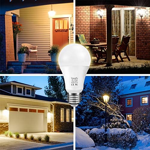 Vgogfly Dusk to Dawn Light Bulb Sensor Smart LED Outdoor Lighting Bulbs Lamp 7W E26/E27 Automatic On/Off, Indoor/Outdoor Yard Porch Patio Garden (Warm White, 9 Pack)