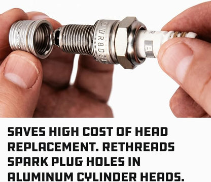 Powerbuilt 14mm Spart Plug Thread Repair Set, 14mm Cylinder Head Rethreaded Kit, Rethreads Damaged 14 Millimeter Spark Plug Holes, 4 Inserts: Two 7/16", one 5/8" and one 13/16", M14 x 1.25-648421