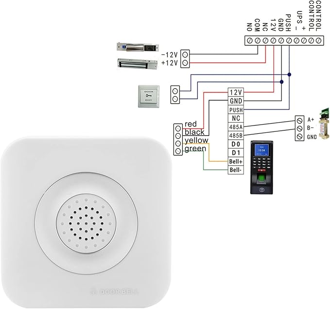 AYNEFY 12V Wired Doorbell,90dB Door Chime Home Access Control System Supporting No Install Battery Door Access Bell Visitors Voice Prompt Doorbell for Home Safety