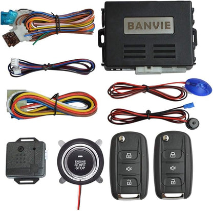 Car Alarm System with Remote Start & Push to Start Ignition Kit Engine Button