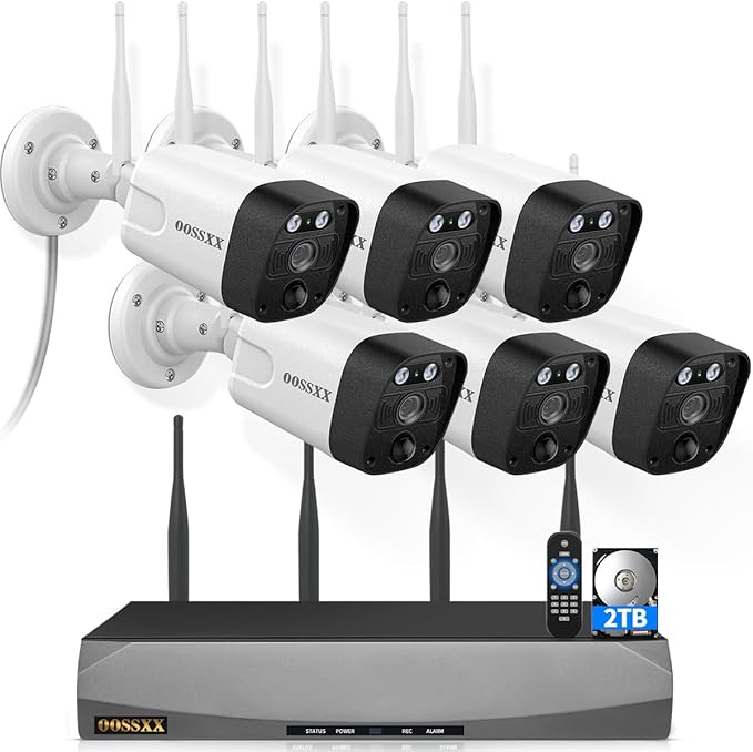 (2026 Update) Wireless WiFi Outdoor Security Camera System with Dual Antenna Cameras, 55% Stronger Signal, 130° Wide Angle, 2-Way Audio, No Monthly Fee, Home NVR Security System