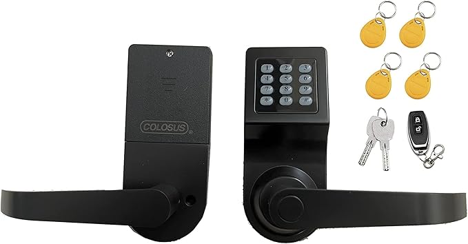 Colosus Electronic Trusted Digital Keyless Door Lock, Keypad – Smartcode Security, Grant & Control Access for Home, Office (Black - 4 Key Fobs)