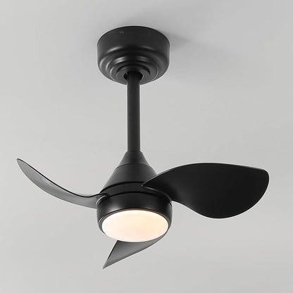 OVAL AIR AIR8000A Albini 22" Contemporary Minimalist 6-Speed Metal Mobile-App/Remote-Controlled Dimmable Smart Integrated LED Ceiling Fan for Living Room, Bedroom, Office, Deco Jet Black