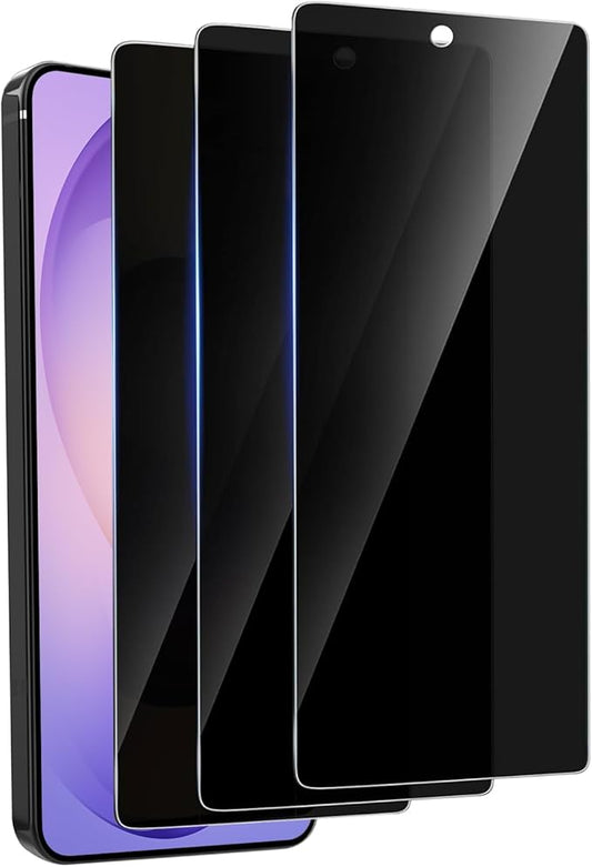 3 Pack Privacy Screen Protector for Samsung Galaxy S26 Tempered Ultra-Thin Glass with 9H, Anti Scratch, Bubble Free [Support Fingerprint Unlock] Black