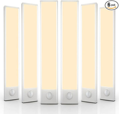 6 Pack Under Cabinet Lights Wireless, 58 LED Motion Sensor Light Indoor Rechargeable Magnetic Closet Lights Battery Operated, Under Counter Lights for Kitchen, Wardrobe, Stairs, Warm Light