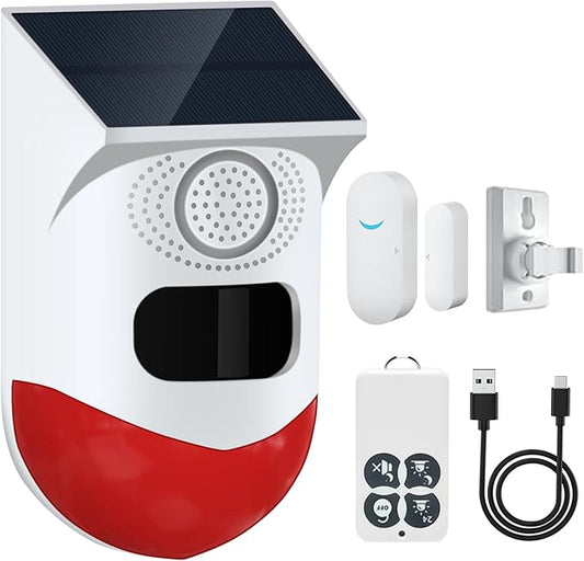 Yasorn RF Infrared Door Alarm with Remote Control - 120dB Loud Siren, 12m/110° Detection Range, IP67 Waterproof - Wireless Security Alarm System for Garage, Farm, Garden & Outdoor Use