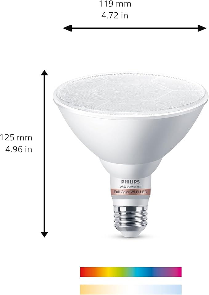 Philips Smart 120W PAR38 Color LED Light Bulb 2-Pack - Connects to Your Wi-Fi - E26 Smart Bulb - Control with Voice or App + Activate with Motion - Matter Compatible