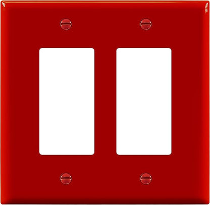 ENERLITES Decorator Light Switch or Receptacle Outlet Wall Plate, Mid-Size 2-Gang 4.88" x 4.92", Polycarbonate Thermoplastic, UL Listed, 8832M-R, Red