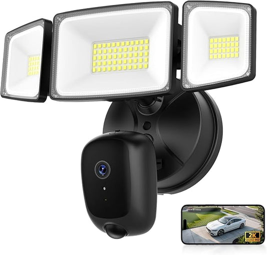 Onforu Hardwired Floodlight Camera Outdoor, 5500LM 2K HD Security Camera with Lights, Color Night Vision, Custom Motion Zones, 2-Way Audio, Built-in Siren, 24/7 Record, 2.4GHz WiFi, Works with Alexa