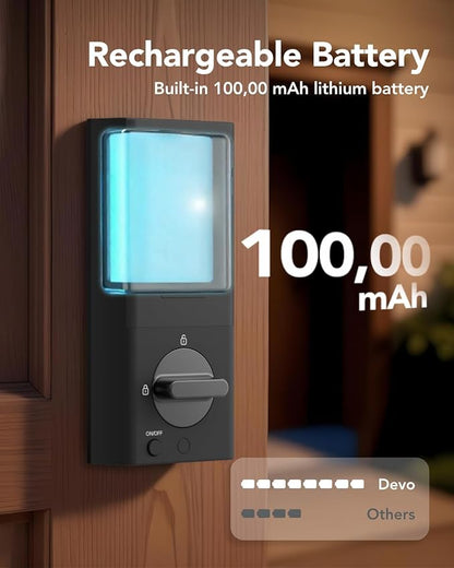 DEVO G1 Video Smart Lock with Camera & Doorbell, 6-in-1 Keyless Entry Door Lock for Front Door with Fingerprint, Auto Locks, App Remote, Wi-Fi Smart Deadbolt Black