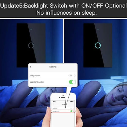 MOES ZigBee Smart Touch Wall Light Switch,Requires Tuya ZigBee Hub,No Neutral Wire/N+L Wiring,No Capacitor,Smart Life Tuya 2/3 Way Remote Control, Work with Alexa Google Home, 2MQTT,1 Gang Black