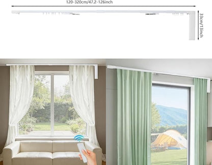 Electric Curtain Track, Retractable Motorized Curtains Rod From 7-10.5ft, Automatic Curtain Opener with Smart/Manual Control, Smart Curtains System for I-Rrail and U-Rail (For 7-10.5ft)
