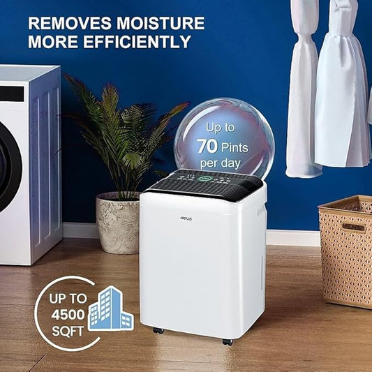 AIRPLUS 50 Pints Dehumidifiers for Home, 5500 Sq. Ft Dehumidifier for Basement with Drain Hose, Continuous Drainage, Intelligent Humidistat, Dehumidifier for bathroom, bedroom, Large Room