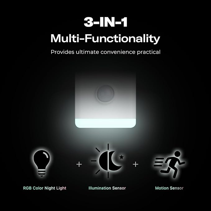 THIRDREALITY Smart Color Night Light, Matter Over WiFi, 3-1 Multi-Functionality, Work with SmartThings, Google Home, Apple Home, Alexa