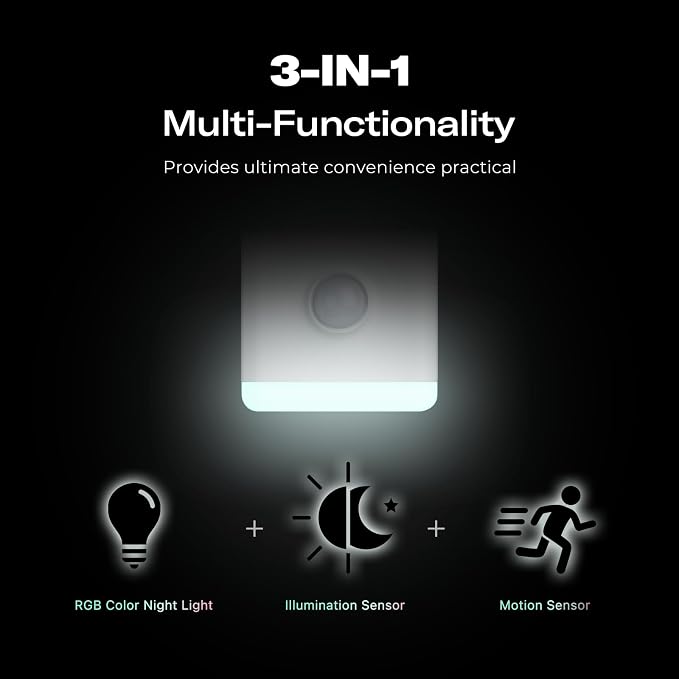 THIRDREALITY Smart Color Night Light 2 Pack, Matter Over WiFi, 3-1 Multi-Functionality, Work with SmartThings, Google Home, Apple Home, Alexa