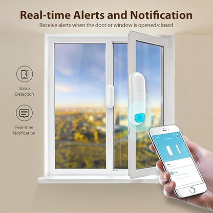 Zigbee Contact Sensor for Door and Window, Zigbee Hub Required, Winsdow Sensor 24h Monitor, Zigbee Door Sensor Compatible with SmartThings, Home Assistant