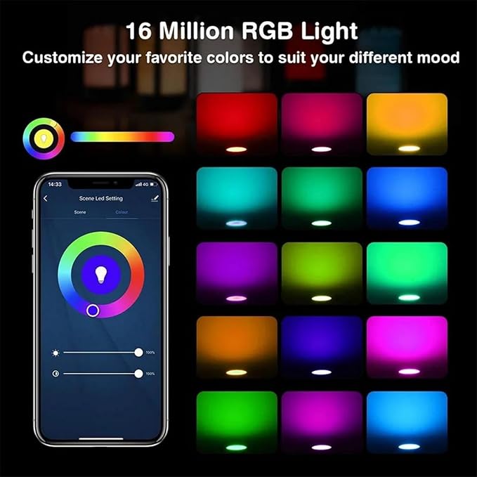 TUYA GU10 LED Bulb 8W RGB Smart Light Blubs Dimmable WiFi Control AC 85-265V Compatible with Alexa Google Home Voice,4pcs
