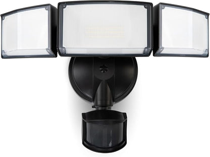 LUTEC 72W 7500LM LED Security Lights Motion Sensor Light Outdoor, 5000K Daylight, IP65 Waterproof, Dusk to Dawn, 3-Head Motion Detected Flood Light for Garage, Yard, Porch(Black)