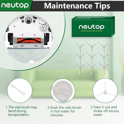 Replacement Side Brush, Compatible with Roborock S8, S8+ Pro Ultra, Q Revo, Q5, Q7, Q8 Max, S7 Max Ultra, S7 MaxV, S6, S6 Pure, S5, S4, E4, E20, E25, E35, S50 Robot Vacuum, 9-Pack