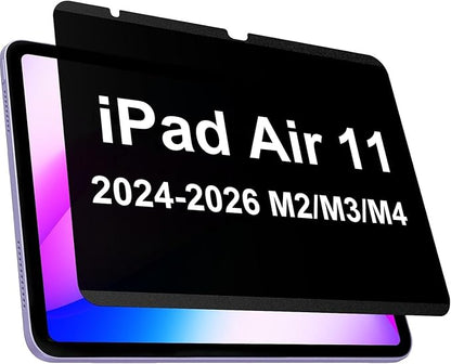 IPROKKO Magnetic Privacy Screen Protector Compatible With iPad Air 11 Inch M4 M3 M2 (2026 2025 2024, 8th 7th 6th), Removable Anti Blue Light Glare Spy Private Filter Black Security Screen Cover for School Office Cafe