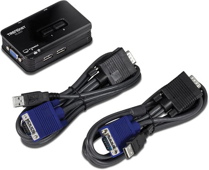 TRENDnet 2-Port USB KVM Switch, TK-207K | Control Two Computers with One Set of Console Controls,2048 x 1536 Resolution,60Hz Refresh Rate,All Required Cabling Included