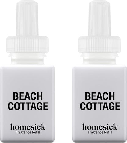 Pura & Homesick Home Scent Refill - Smart Home Air Diffuser Fragrance - Long-Lasting Luxury Scent per Refill - Clean Diffuser Fragrance - Household Essential - 2 Pack, Beach Cottage