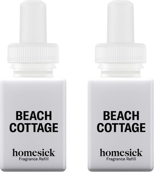 Pura & Homesick Home Scent Refill - Smart Home Air Diffuser Fragrance - Long-Lasting Luxury Scent per Refill - Clean Diffuser Fragrance - Household Essential - 2 Pack, Beach Cottage