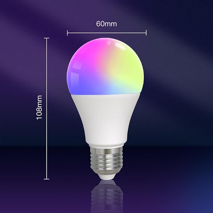 Smart LED Light Bulb, 9W, RGB Color Changing, Music Sync, 806LM, Compatible with Alexa & Google Home, App Control，4 Pack
