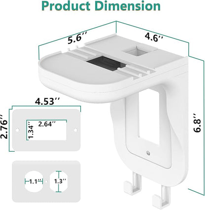 WALI Outlet Shelf Wall Holder, Fit for Duplex GFCI Decorative Outlet Shell A Space Saving for Smart Home, Speaker Mounts up to 10lbs with Cable Management (OSH001-W), White