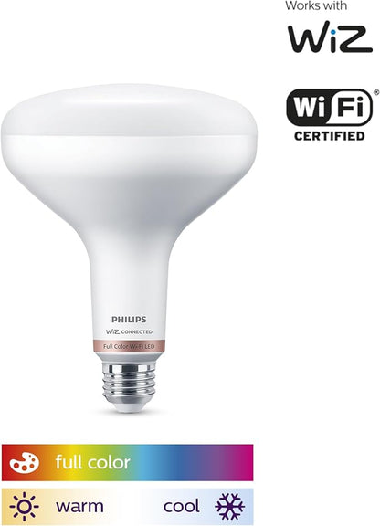 Philips Smart 65-Watt BR40 Color Flood Light Bulb 4-Pack, Frosted, Dimmable, 110º Beam Angle, E26 Medium Base